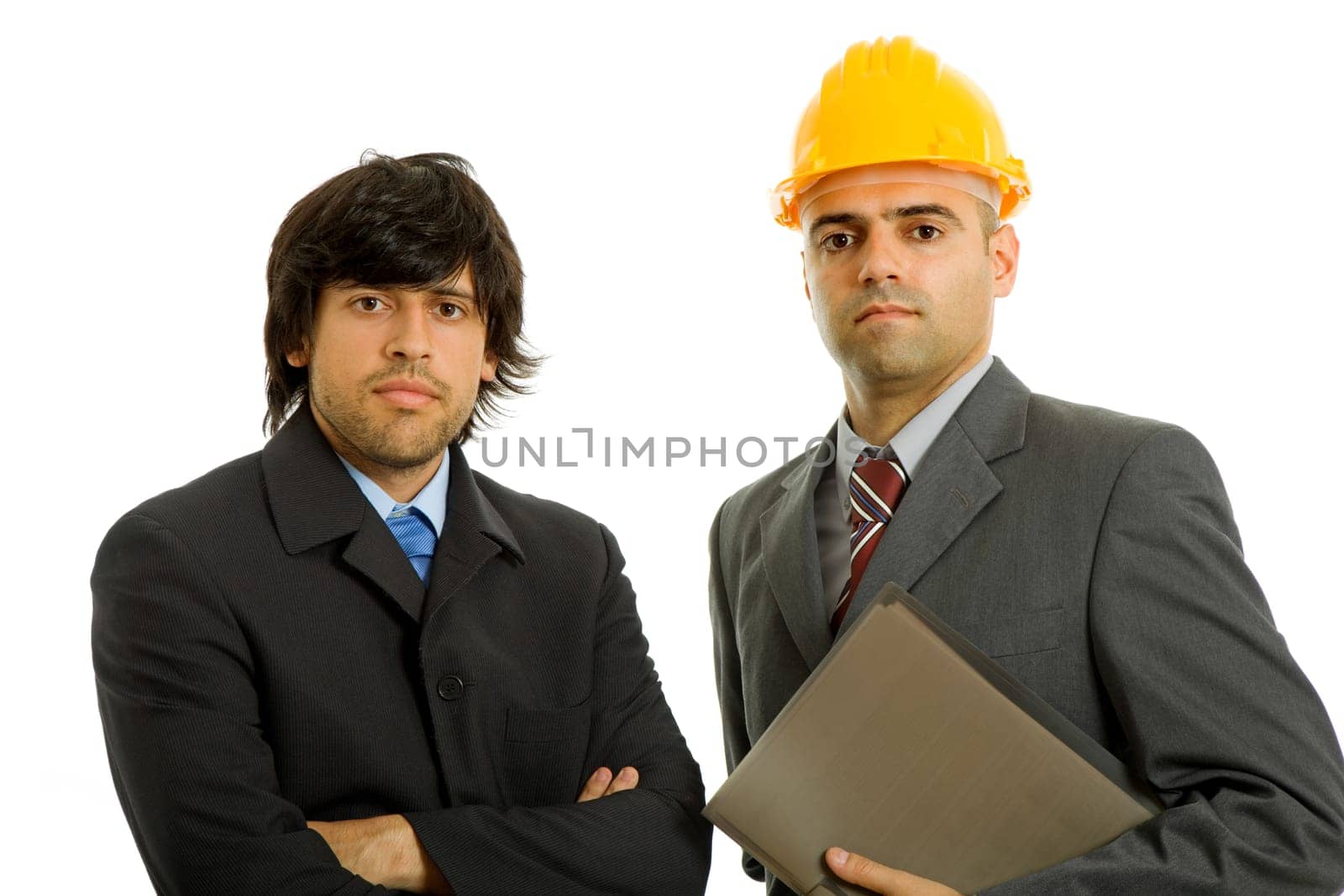 two young business men in a white background