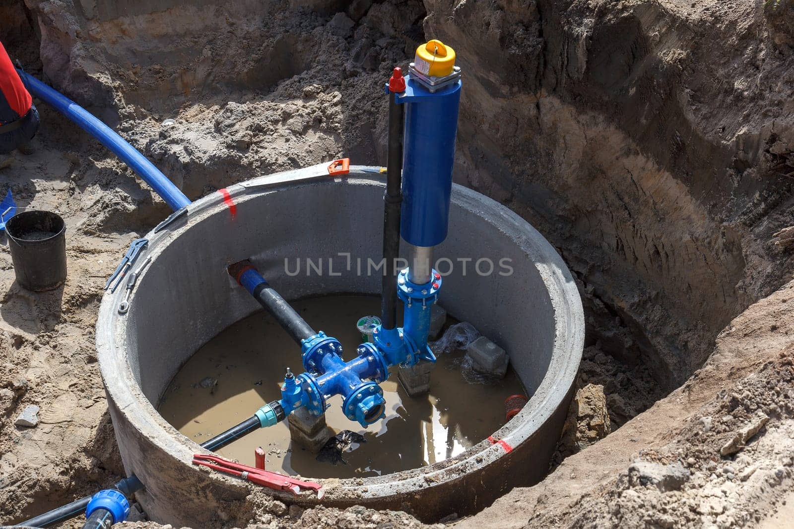 The construction of a municipal water supply tap being built