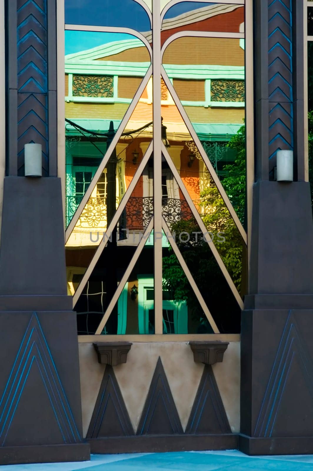 The exterior glass wall of office building