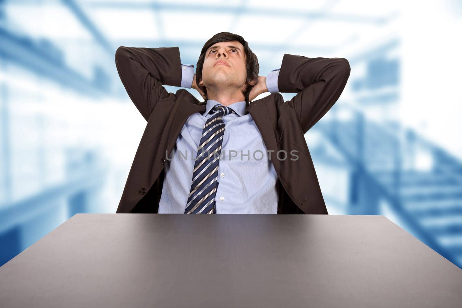 young business man on a desk at the office