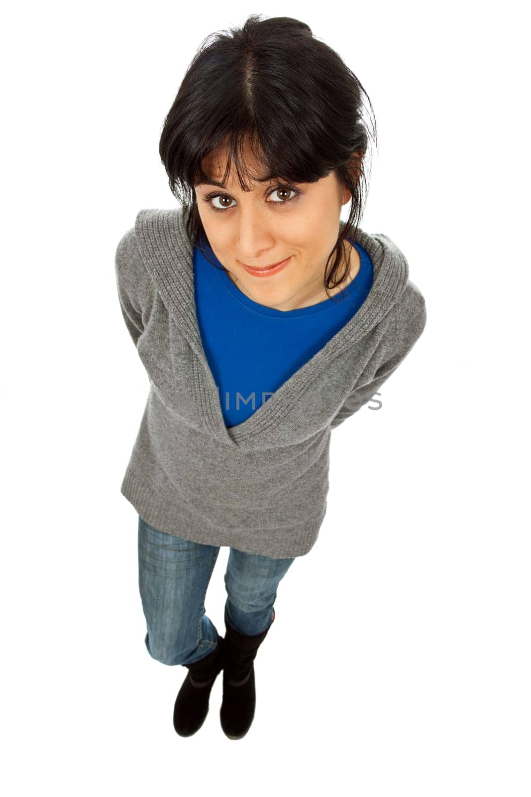young beautiful woman full body, isolated on white