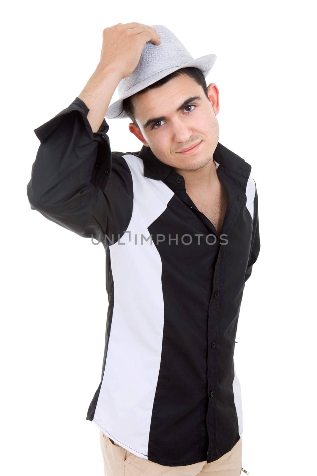 young casual man posing, isolated on white background