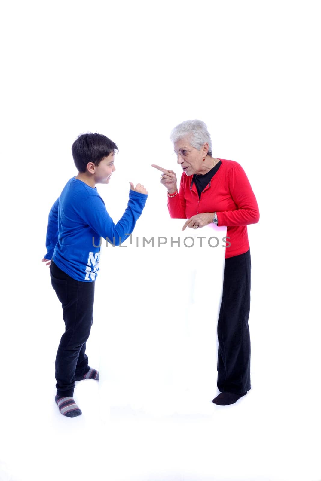 grandmother and grandson playing in the background.