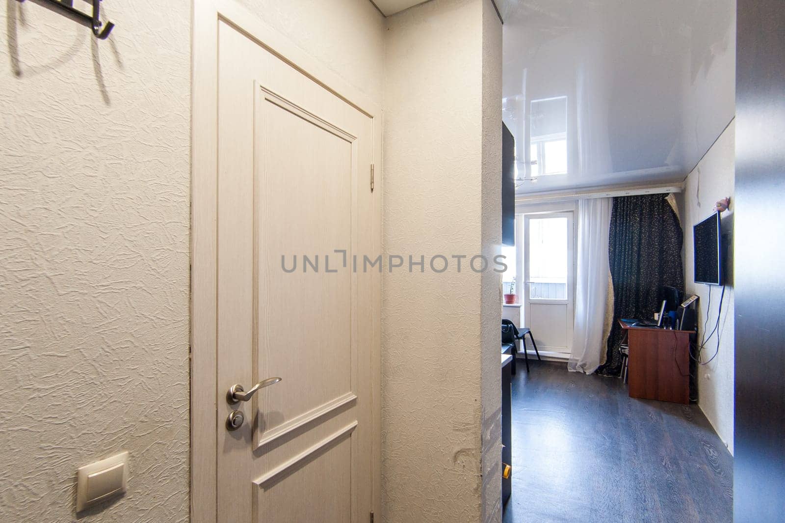 Russia, Moscow- May 12, 2018: interior room apartment. standard repair decoration in hostel
