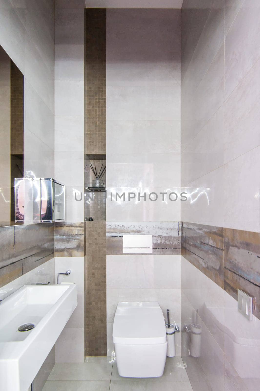 Russia, Moscow- May 12, 2018: interior room apartment. standard repair decoration in hostel. bathroom and toilet
