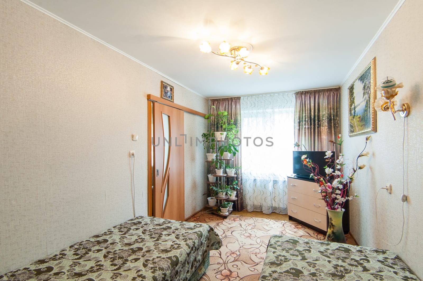 Russia, Moscow- May 14, 2018: interior room apartment. standard repair decoration in hostel
