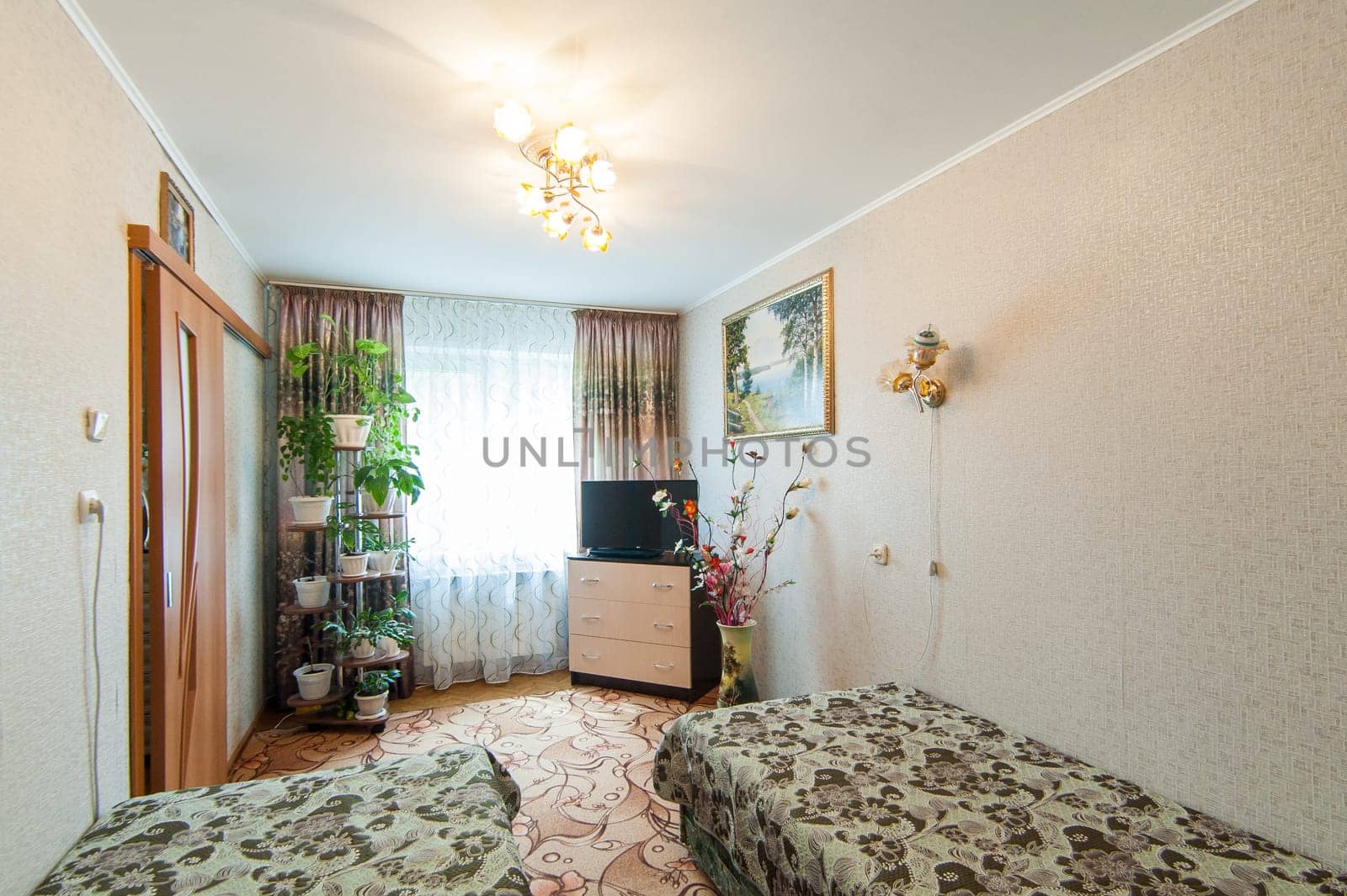 Russia, Moscow- May 14, 2018: interior room apartment. standard repair decoration in hostel