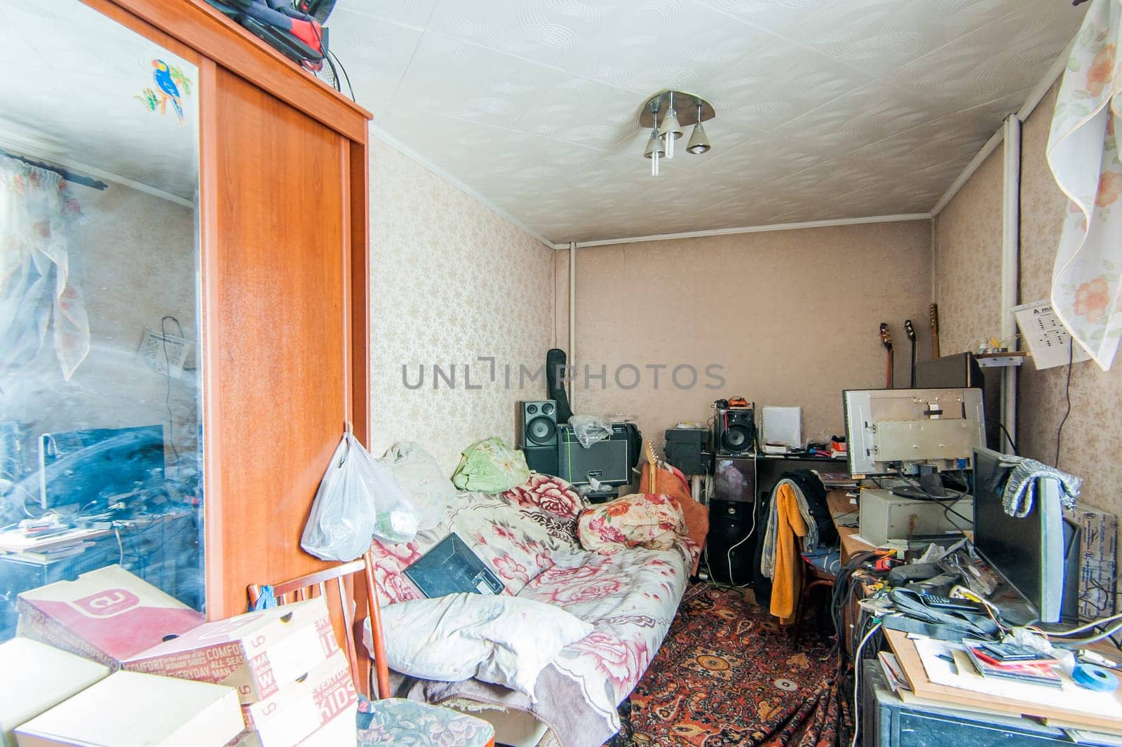 Russia, Moscow- May 14, 2018: interior room apartment. standard repair decoration in hostel