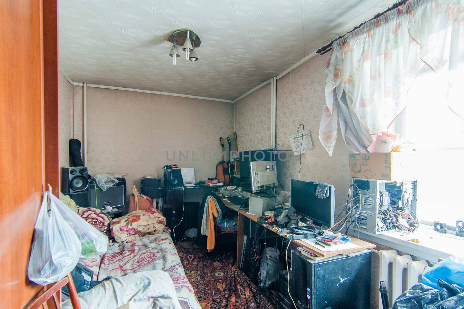Russia, Moscow- May 14, 2018: interior room apartment. standard repair decoration in hostel