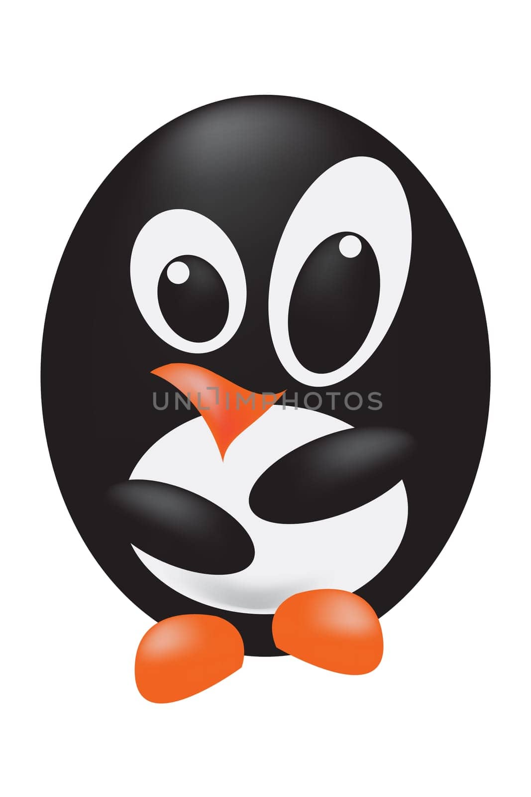 Very cute black penguin bird cartoon character for kids.