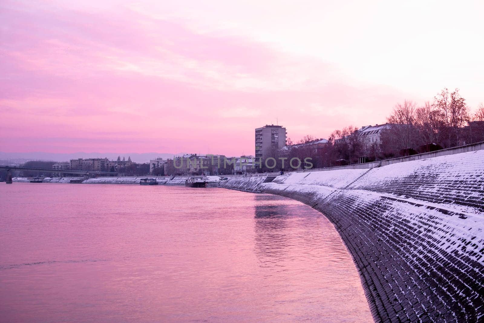 Beautiful landscape about Danube river in Novi Sad in Serbia.