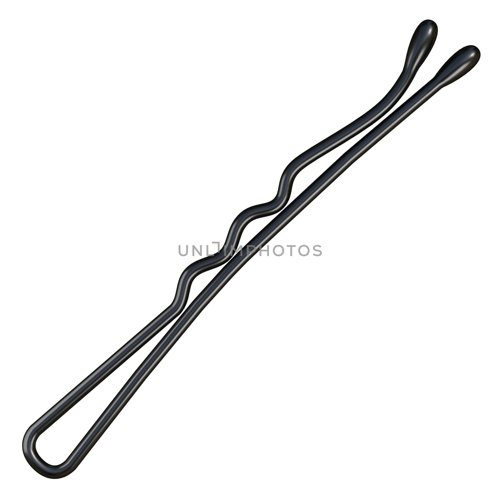 Black metal hairpin 3D rendering illustration isolated on white background