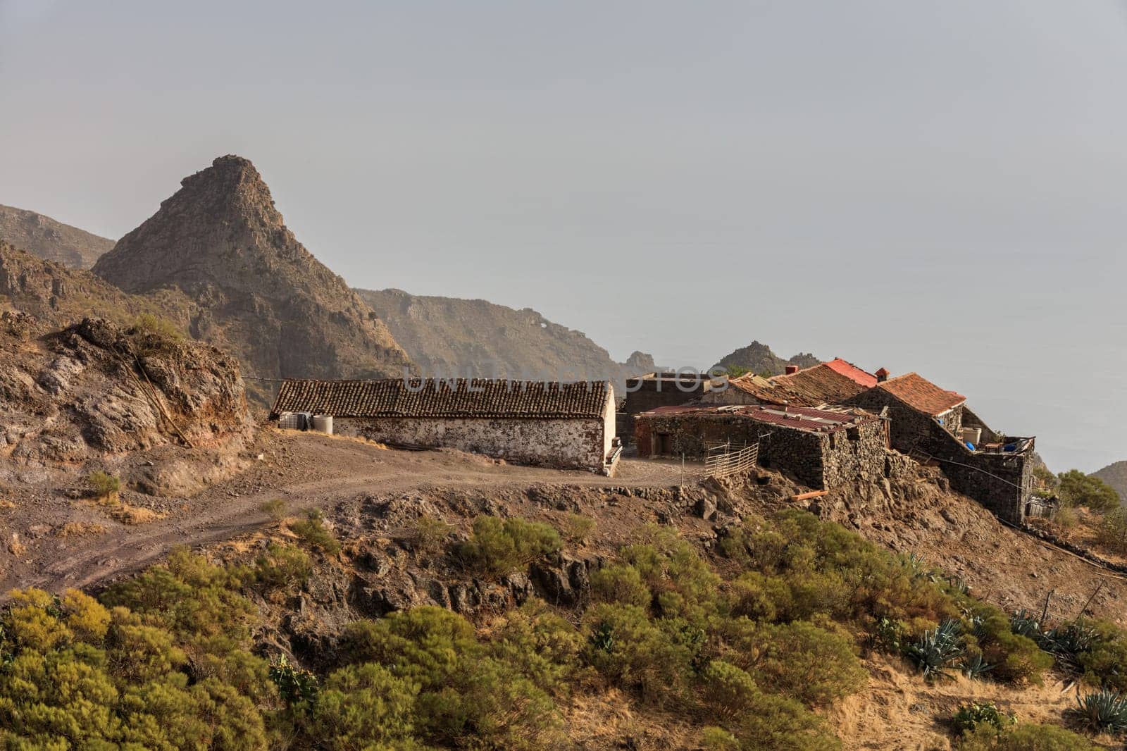 famous village Masca in rural place at high altitude on mountain in Tenerife, Spain