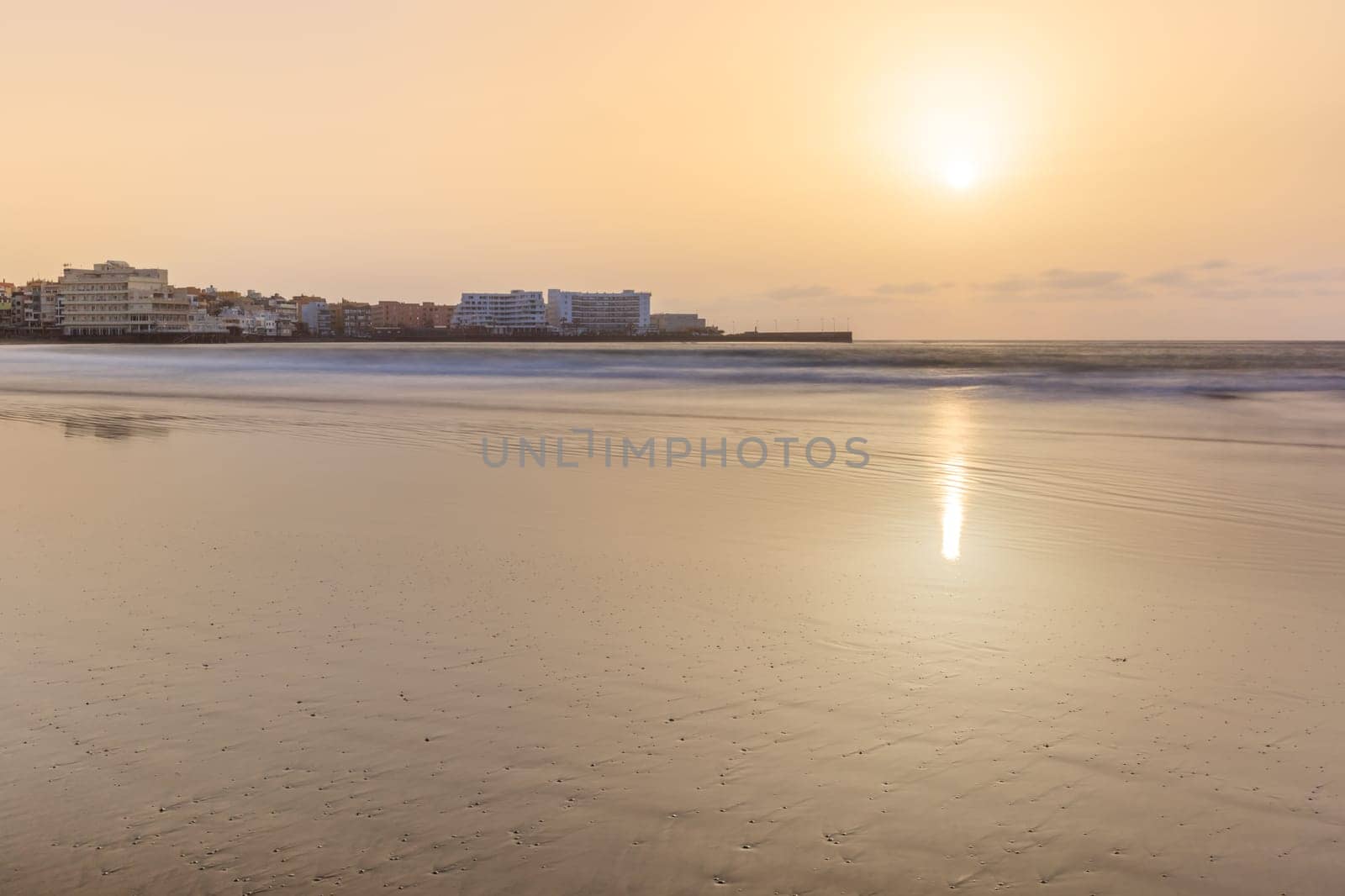 sunrise in El Medano beach. Tenerife island, Spain