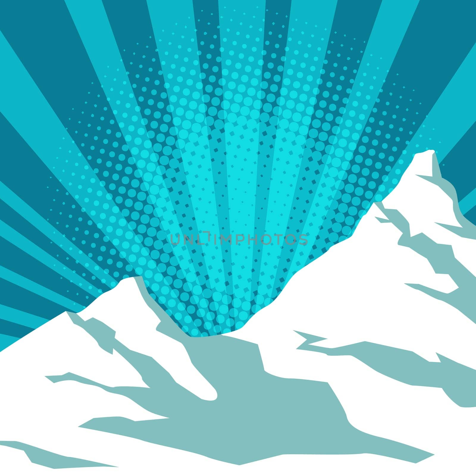 snow mountain Pop art retro vector illustration vintage kitsch drawing 50s 60s