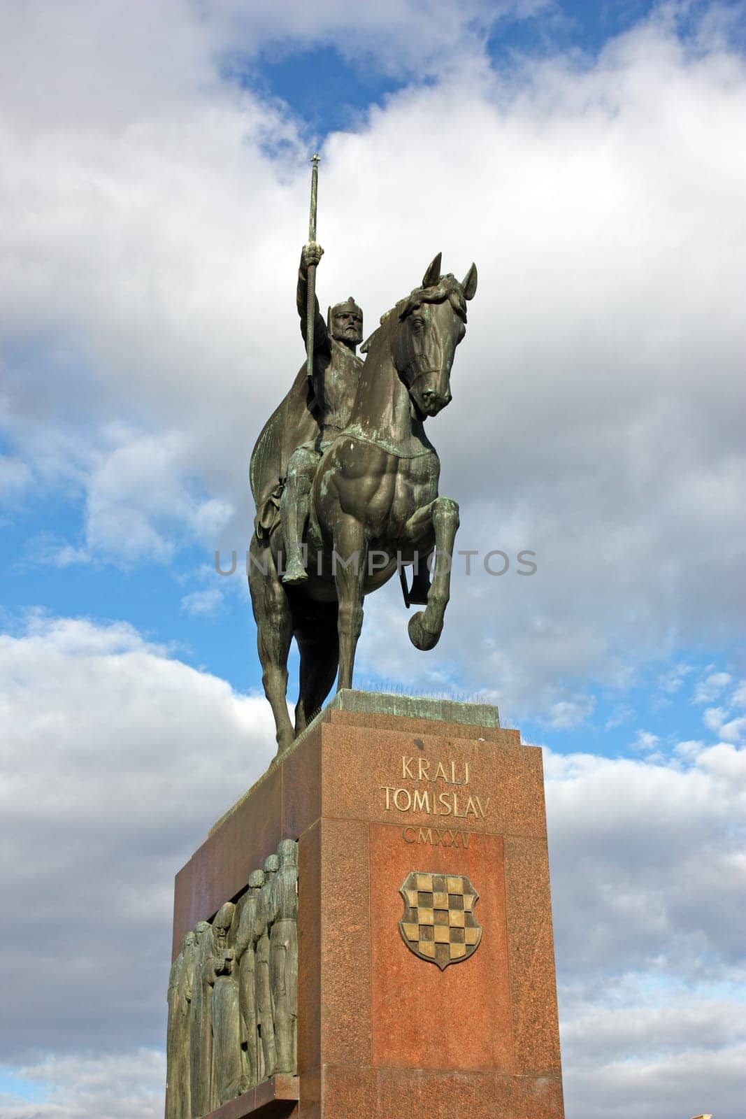Monument of king Tomislav, first King of the Croatian Kingdom in the Middle Ages, King Tomislav square, Zagreb