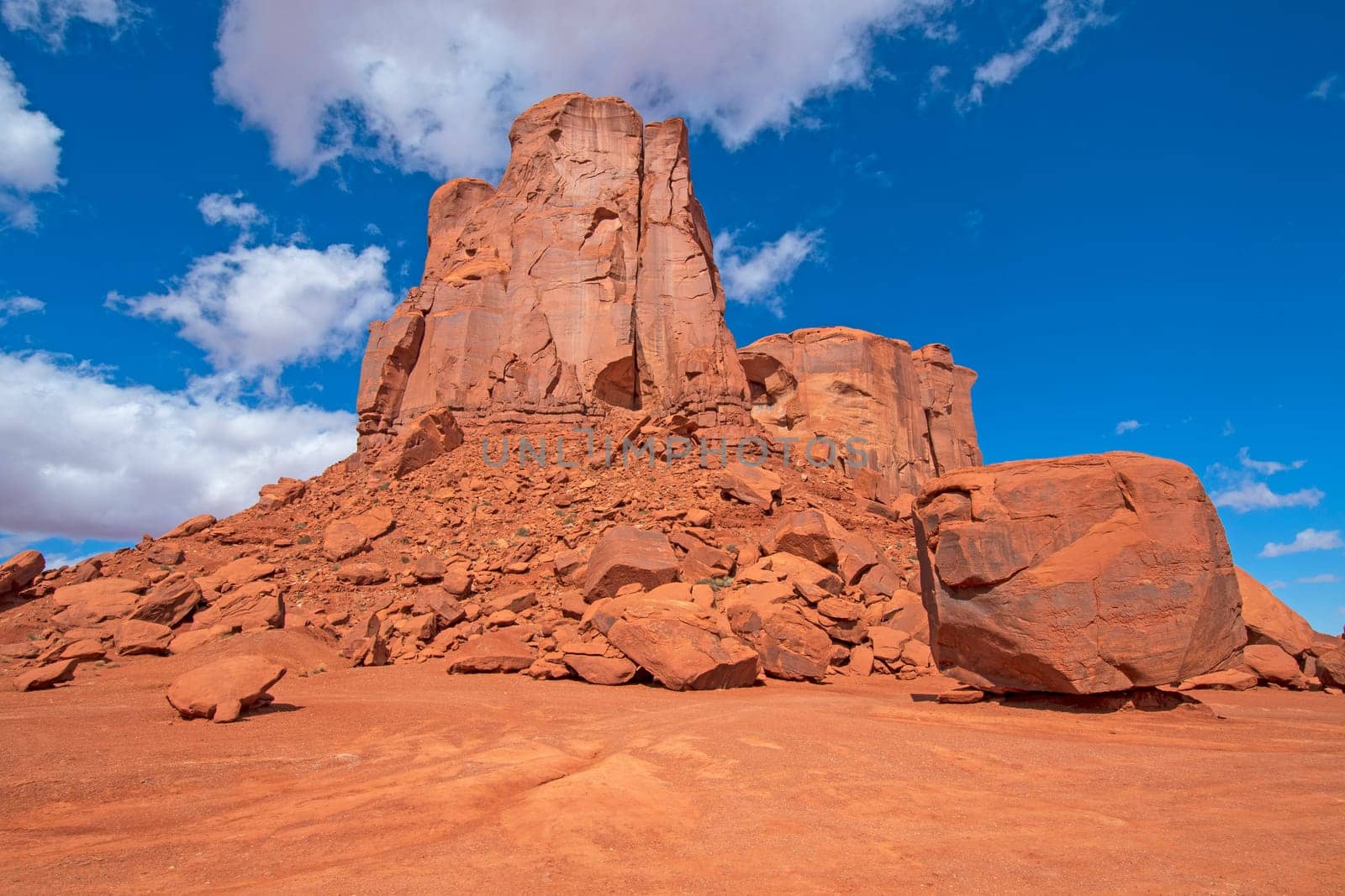 Broken Rock around a Sandstone Monolith in Monument Valley in Arizona