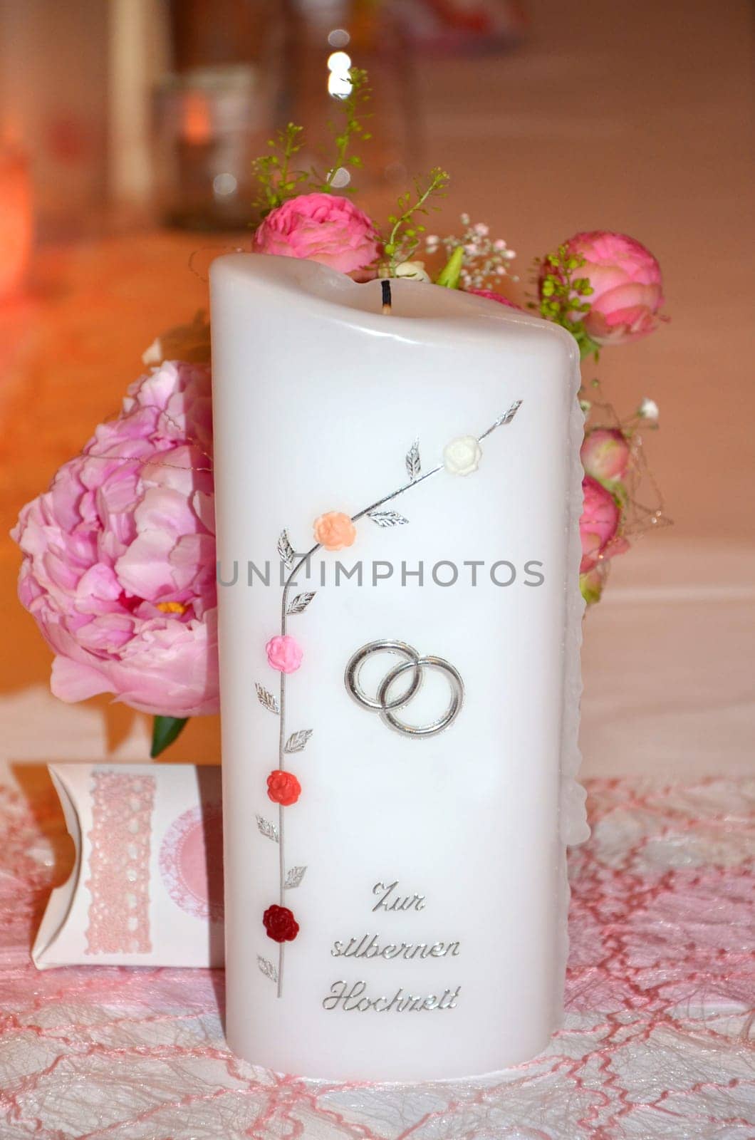 silver wedding candle