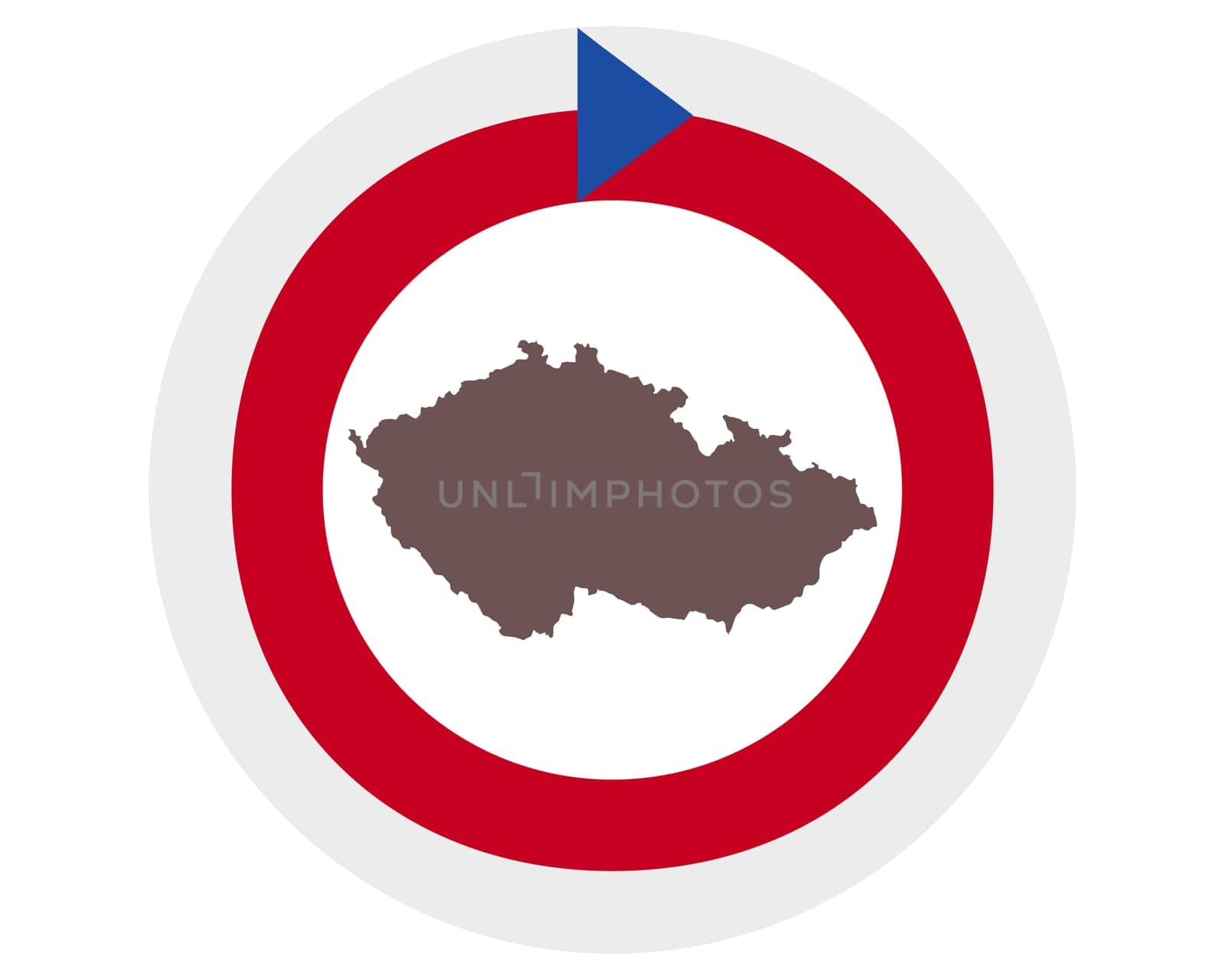 Landkarte von Tschechien auf Hintergrund mit Fahne