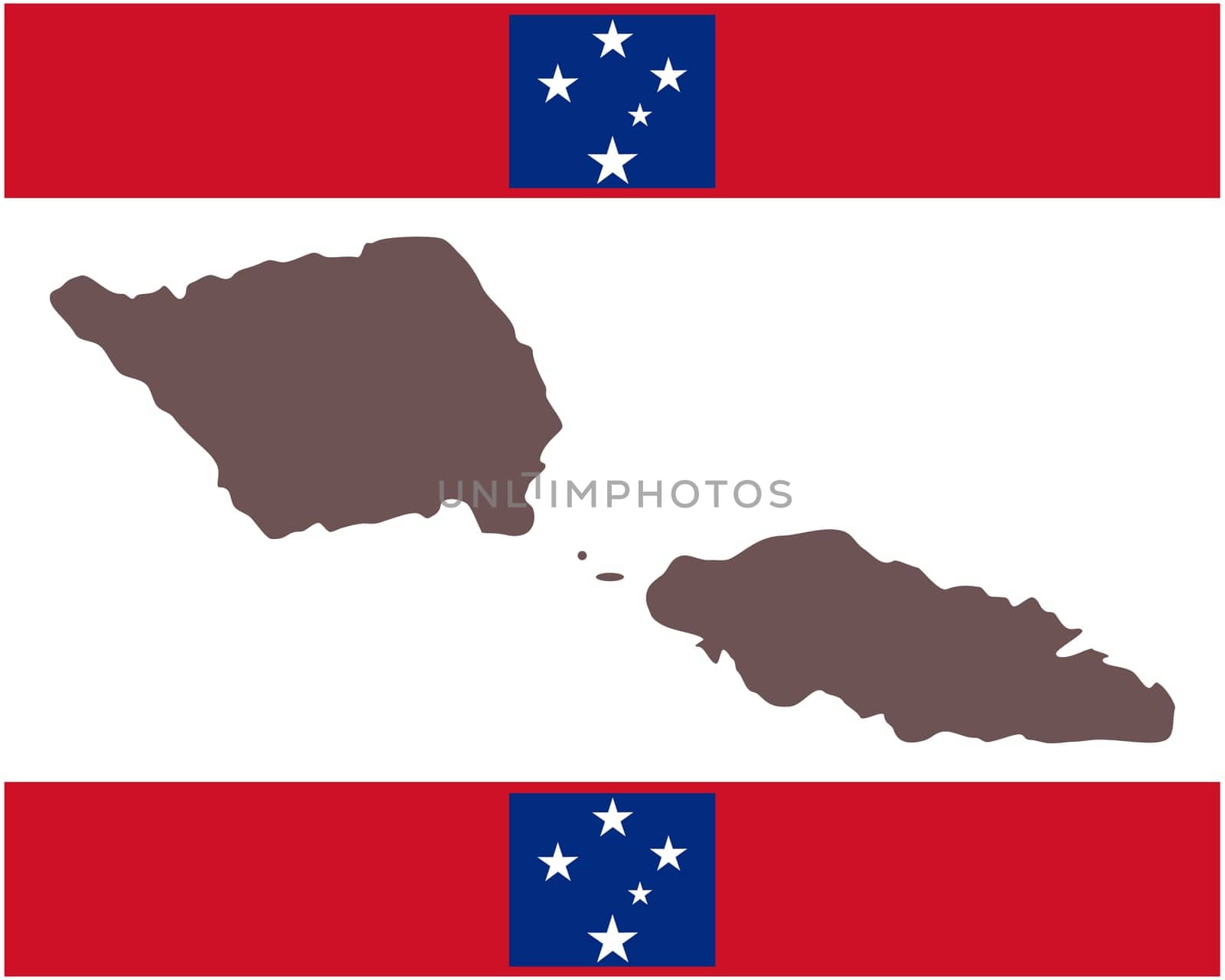 Landkarte von Samoa auf Hintergrund mit Fahne