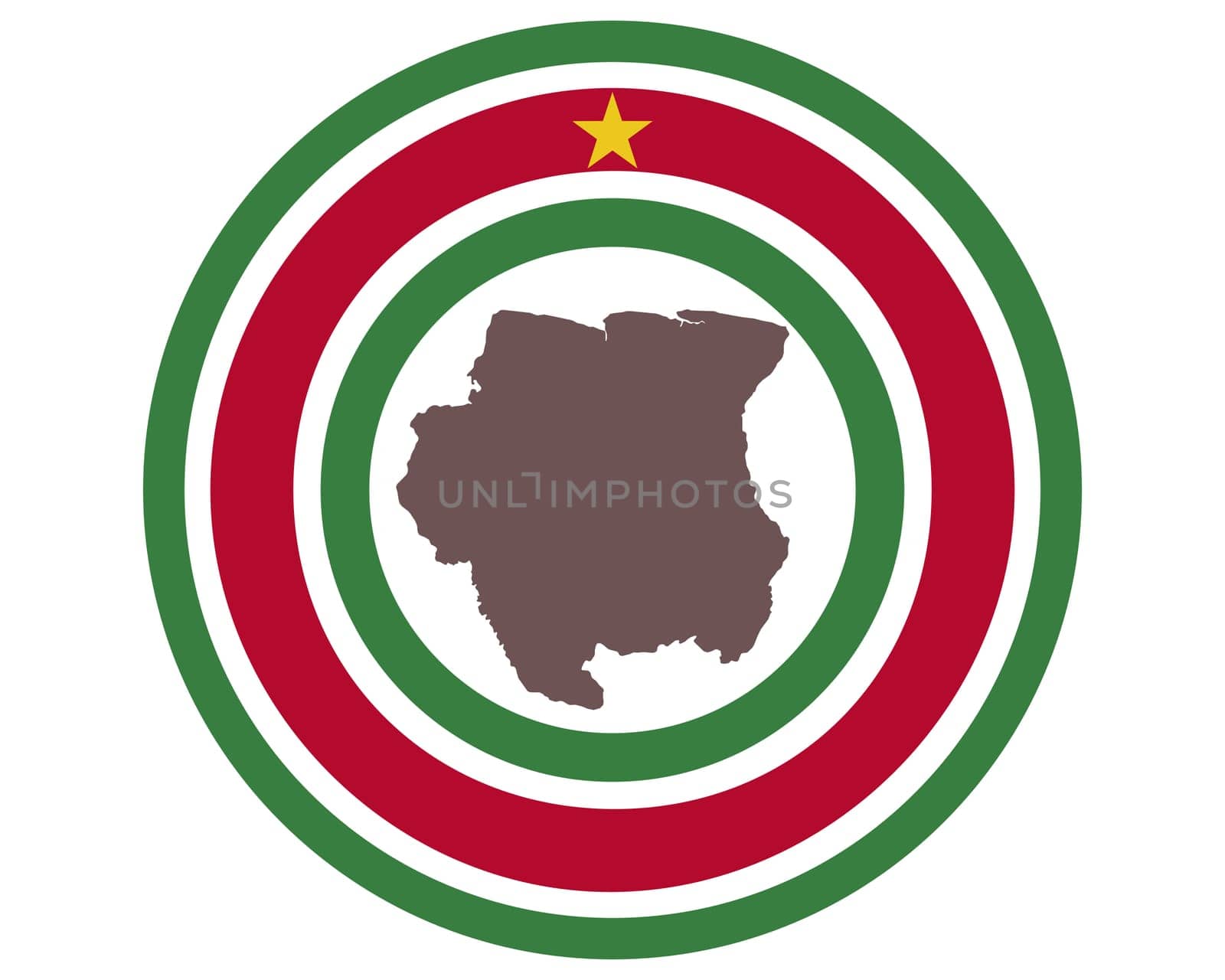 Landkarte von Surinam auf Hintergrund mit Fahne