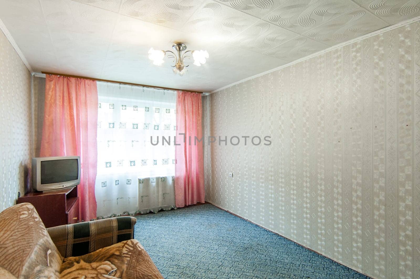 Russia, Moscow- May 16, 2019: interior room apartment. standard repair decoration in hostel