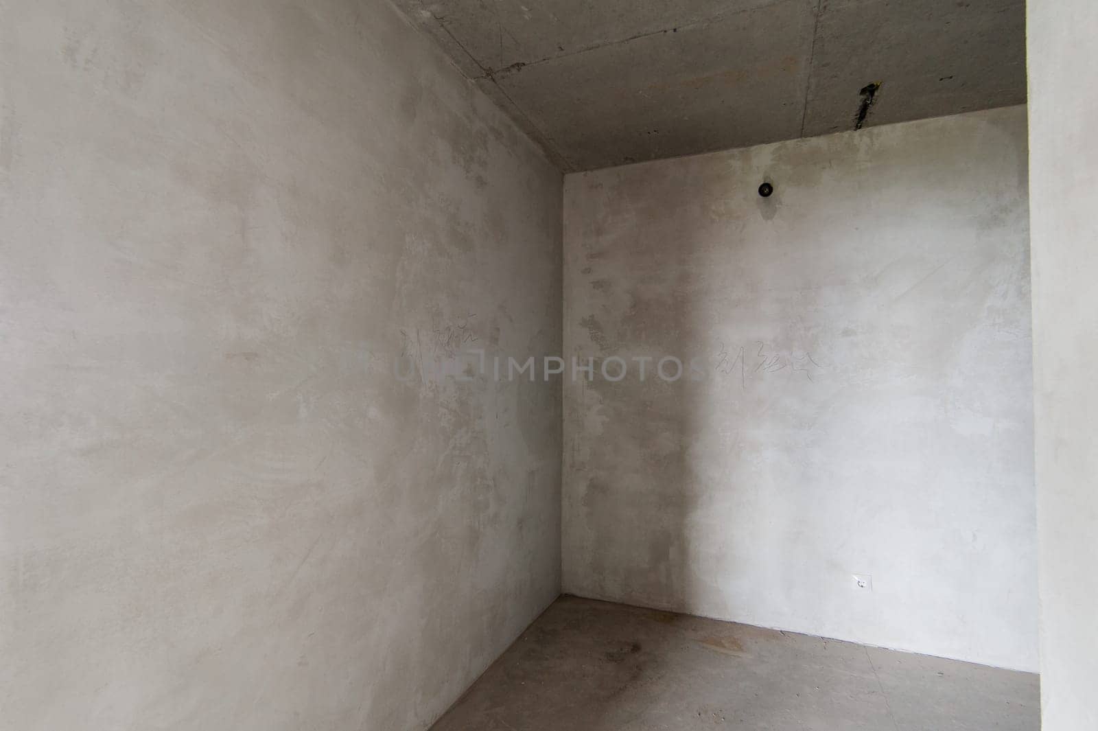 Russia, Moscow- May 16, 2019: interior room apartment. standard repair decoration in hostel. self-finish rough repair