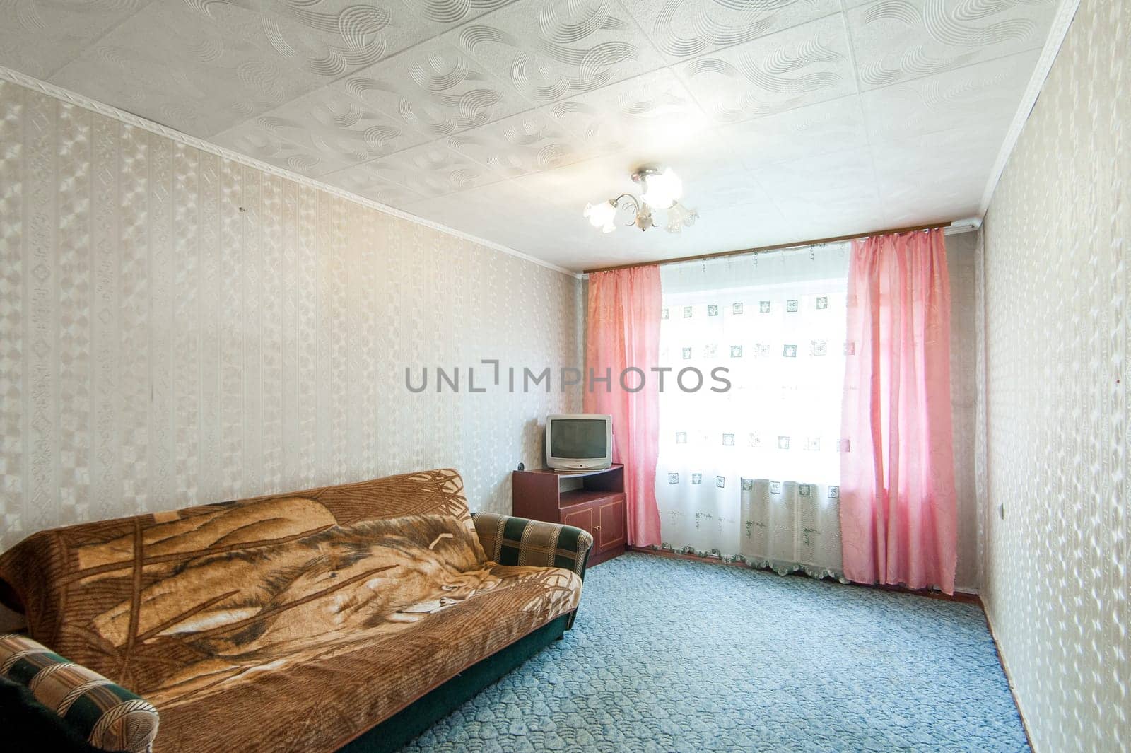Russia, Moscow- May 16, 2019: interior room apartment. standard repair decoration in hostel