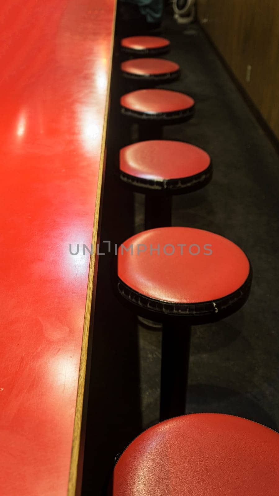 round seats red interior retro style pub classic