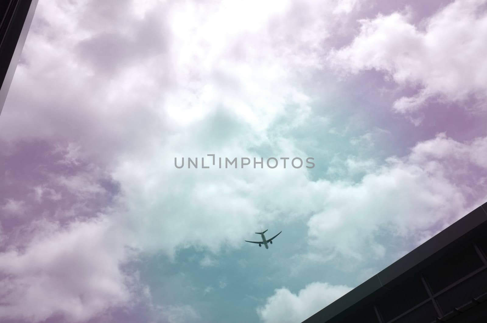 Silhouette Airplane in the beautiful sky