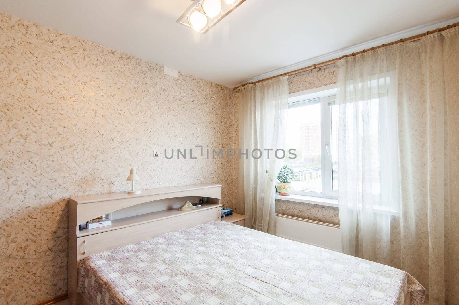Russia, Moscow- May 17, 2019: interior room apartment. standard repair decoration in hostel