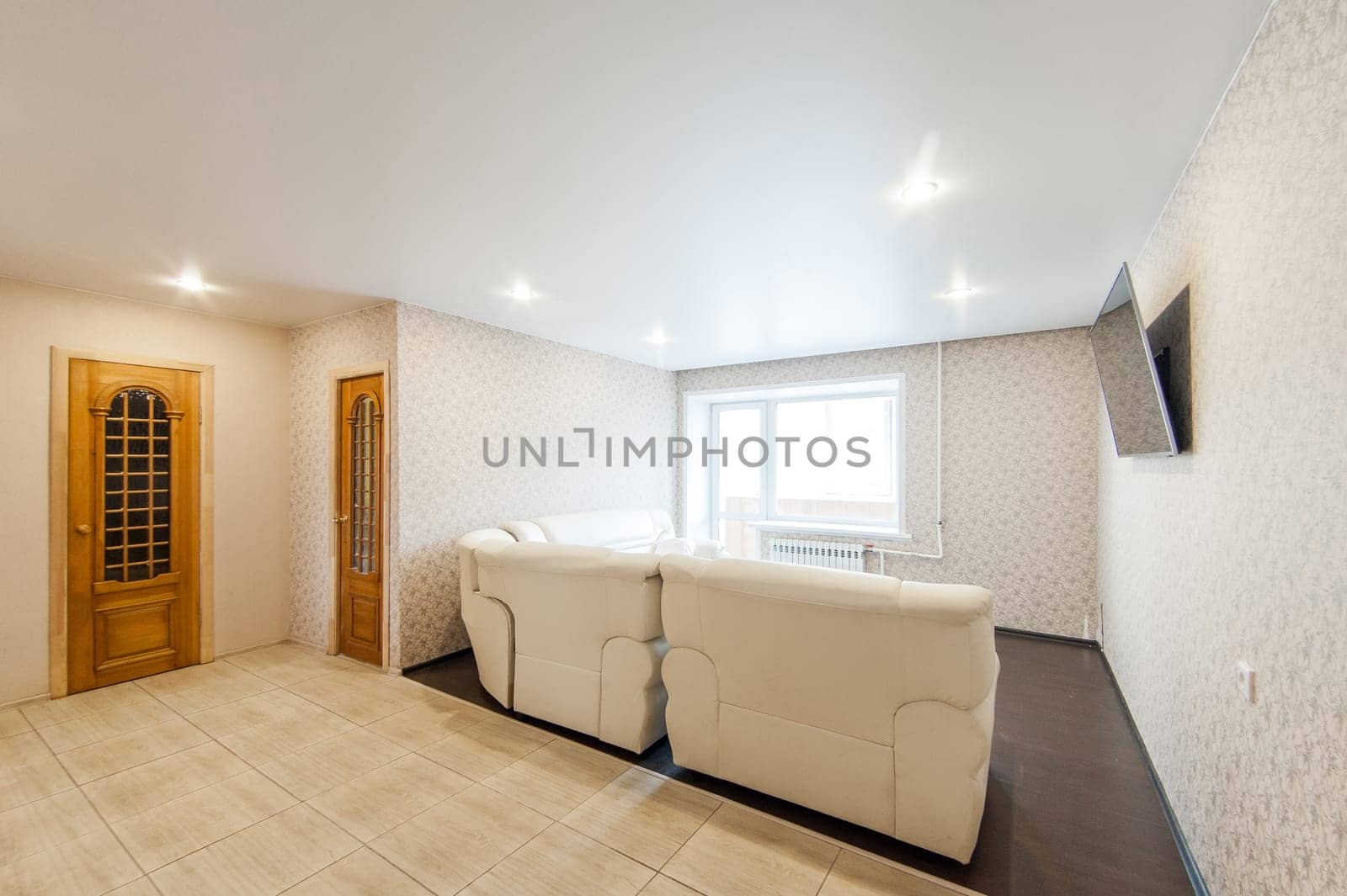 Russia, Moscow- May 17, 2019: interior room apartment. standard repair decoration in hostel