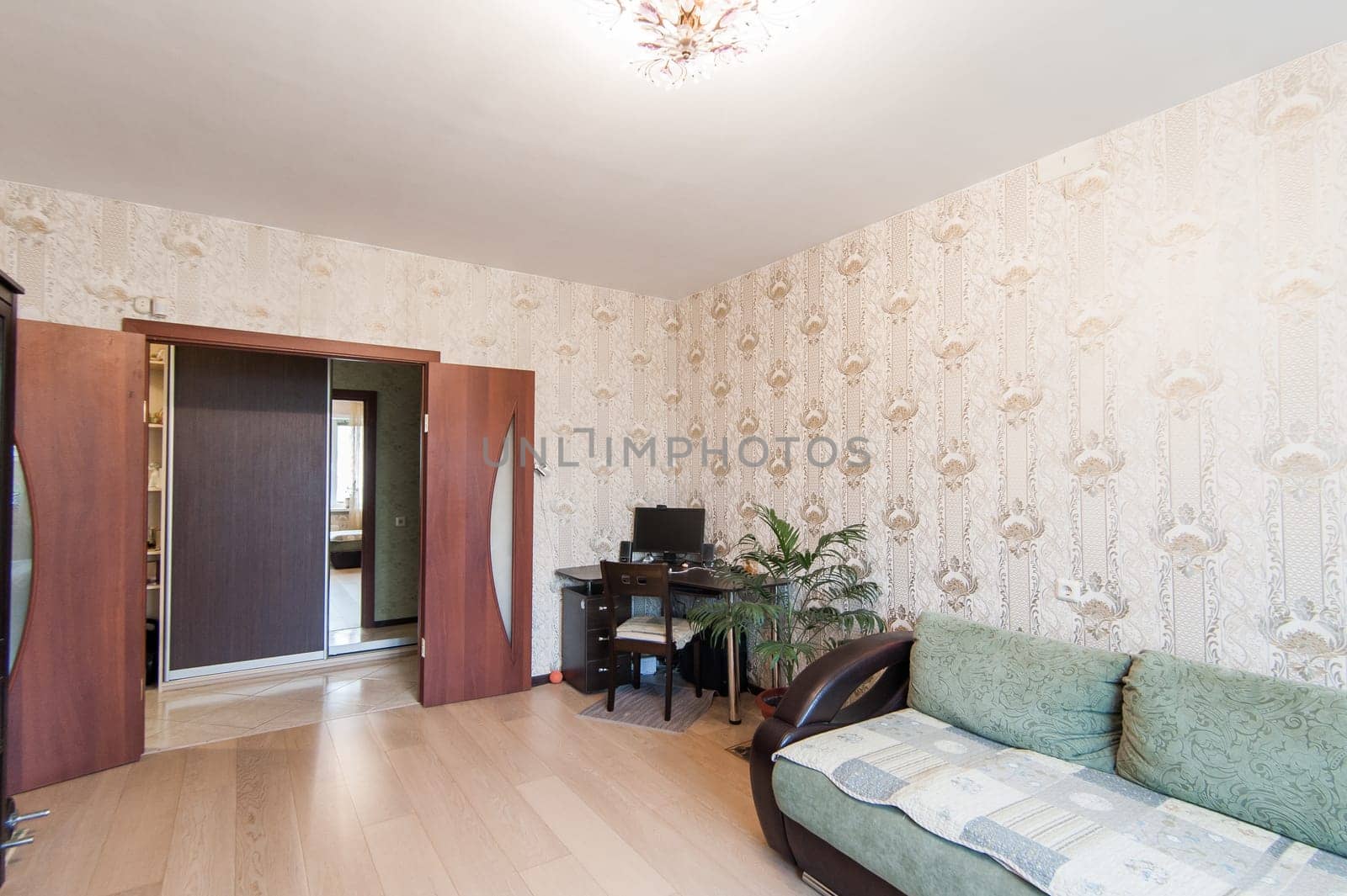 Russia, Moscow- May 17, 2019: interior room apartment. standard repair decoration in hostel