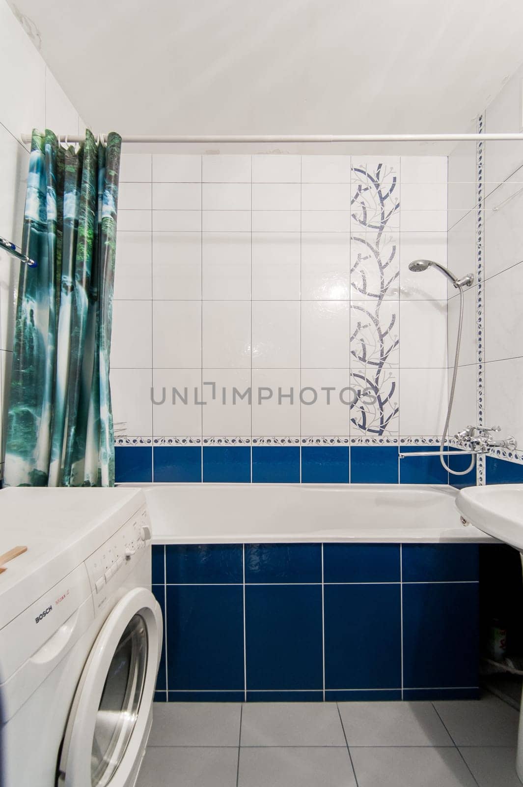 Russia, Moscow- May 17, 2019: interior room apartment. standard repair decoration in hostel. bathroom and toilet