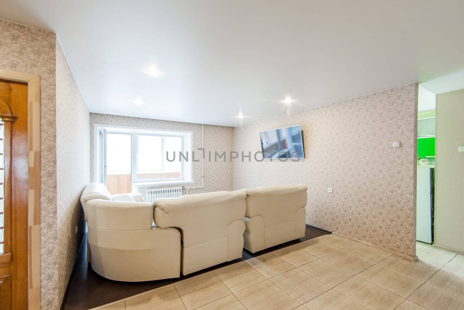 Russia, Moscow- May 17, 2019: interior room apartment. standard repair decoration in hostel