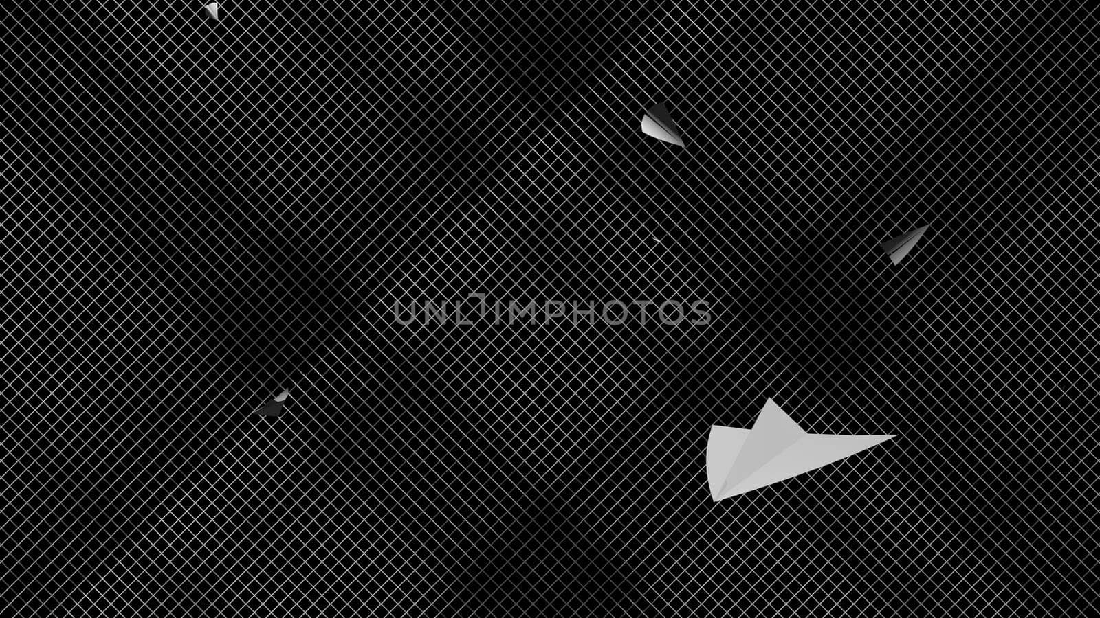 The 3d rendering of Paper airplane flying on sky background