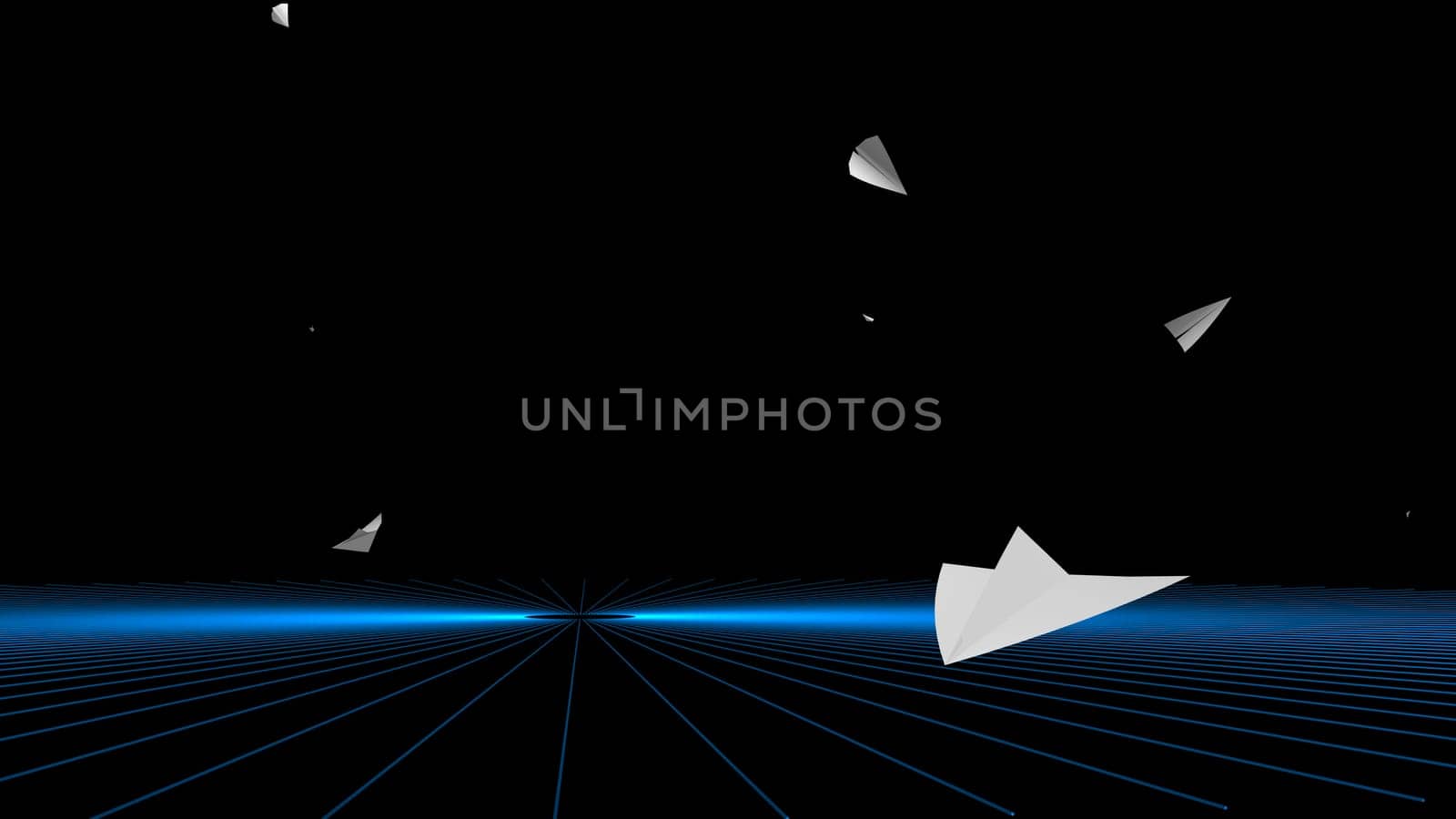 The 3d rendering of Paper airplane flying on sky background
