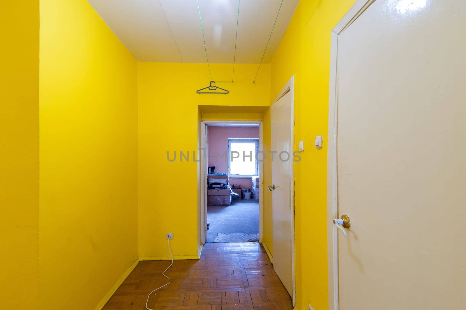 Russia, Moscow- May 17, 2019: interior room apartment. standard repair decoration in hostel