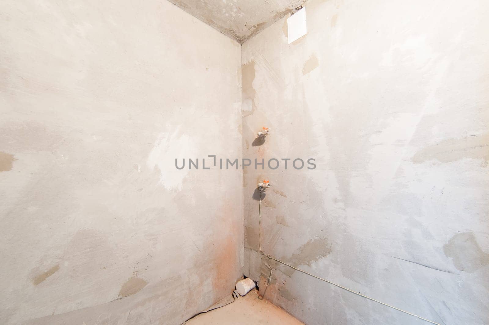 Russia, Moscow- May 17, 2019: interior room apartment. standard repair decoration in hostel. self-finish rough repair