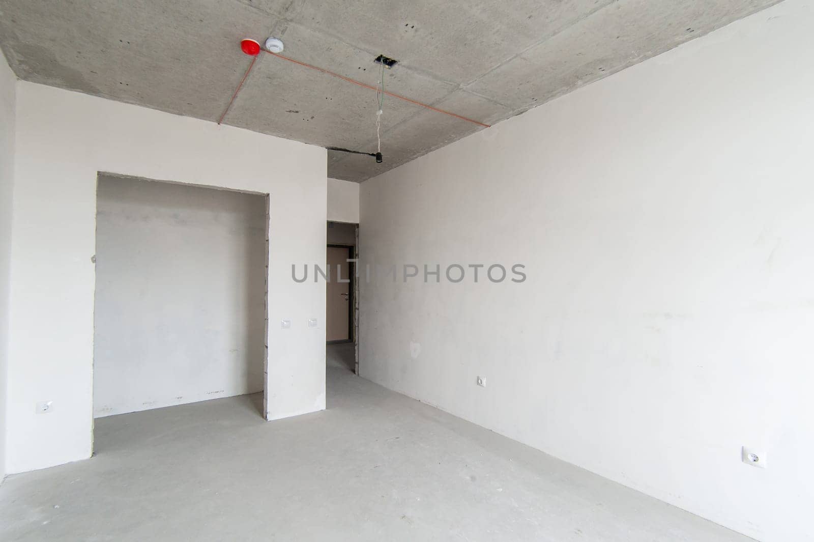 Russia, Moscow- May 17, 2019: interior room apartment. standard repair decoration in hostel. self-finish rough repair