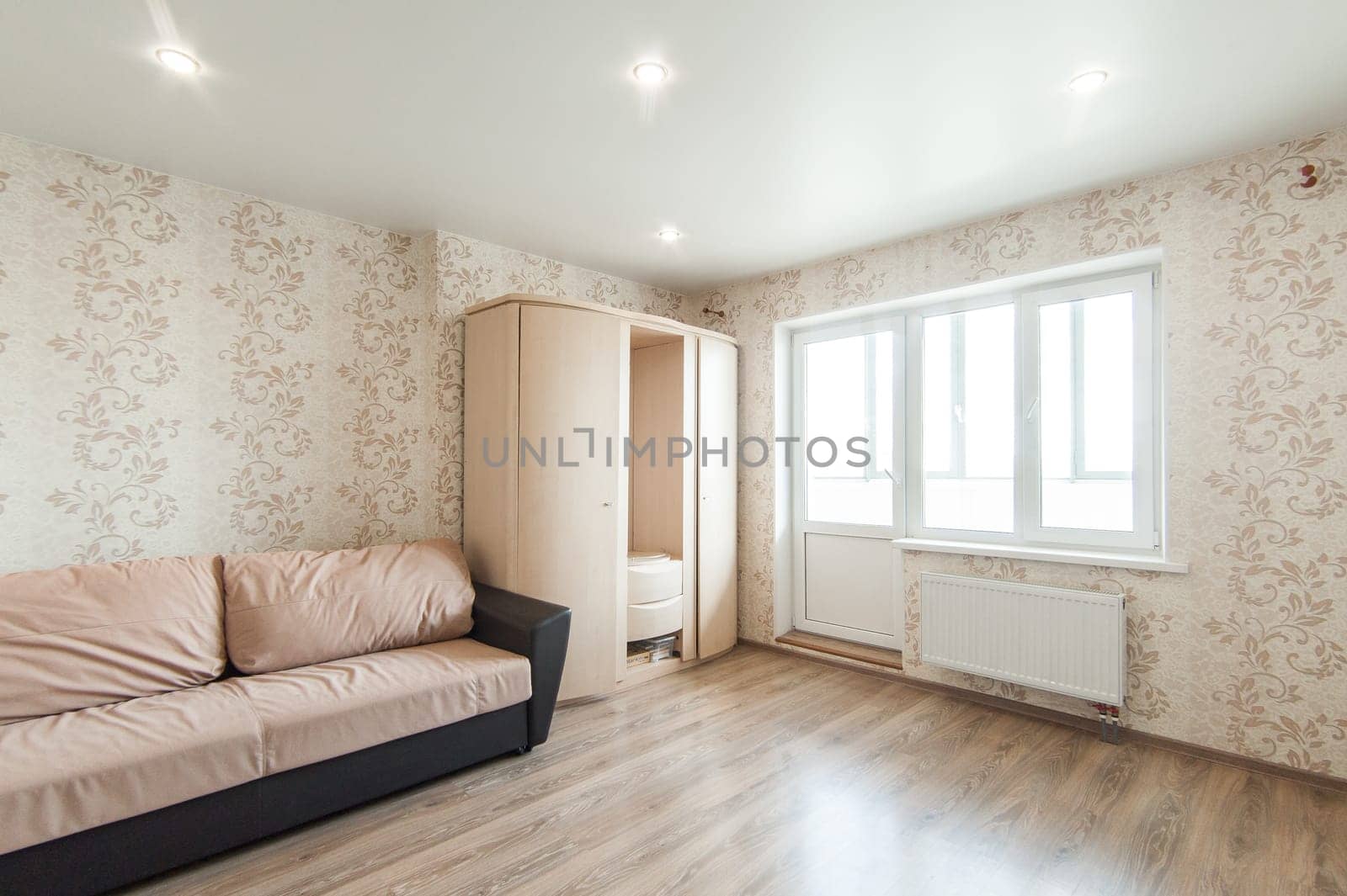 Russia, Moscow- May 20, 2019: interior room apartment. standard repair decoration in hostel