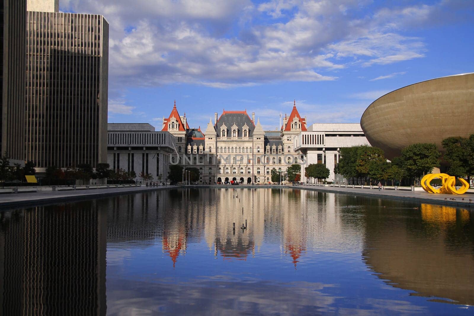 New York State Capitol building and the Egg in Empire State Plaza in Albany