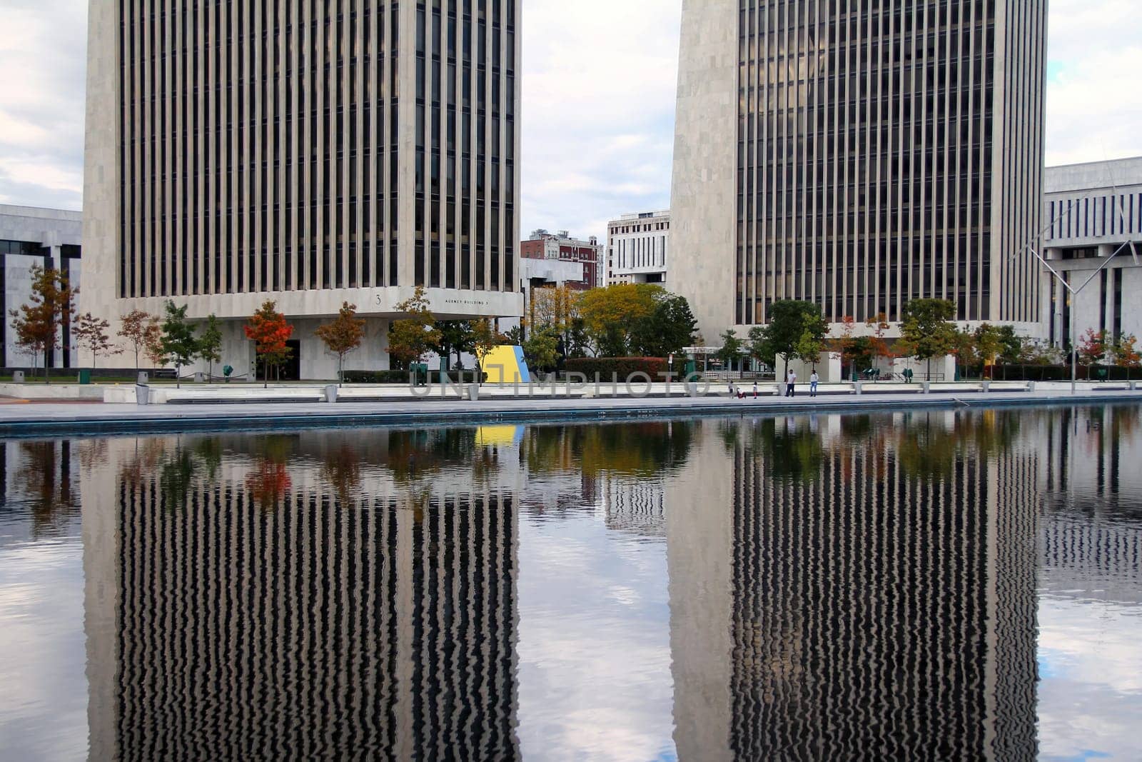 Double governmental reflections on Empire State Plaza in Albany