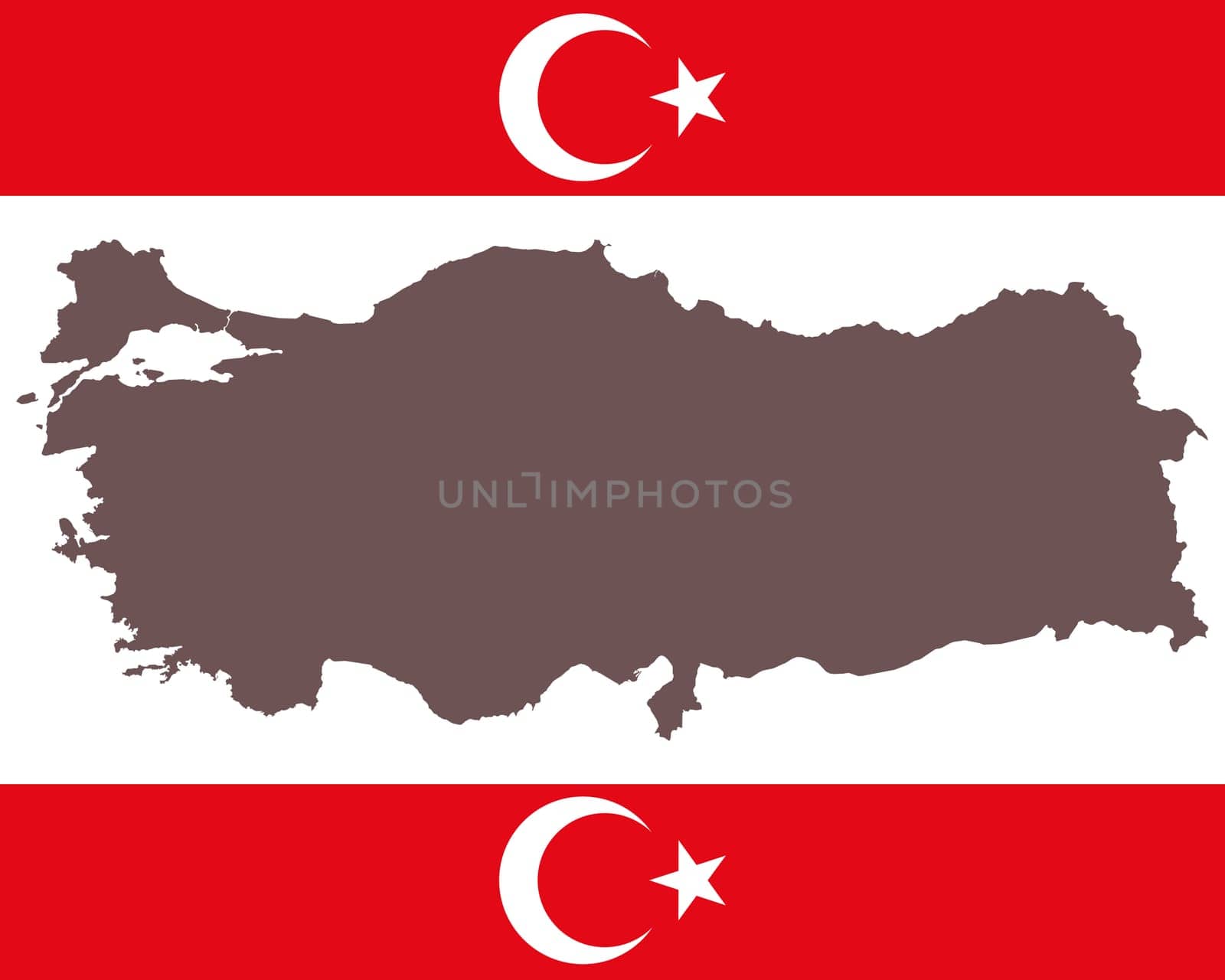 Landkarte der Türkei auf Hintergrund mit Fahne