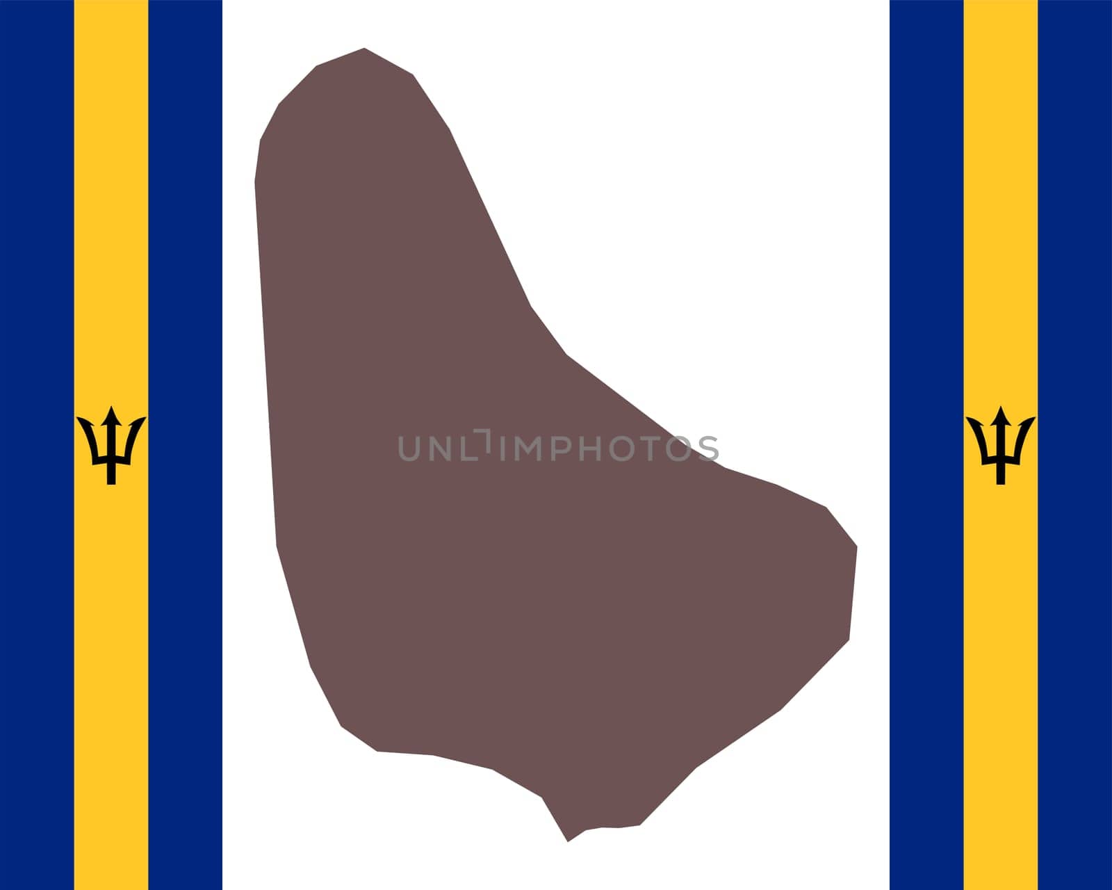 Landkarte von Barbados auf Hintergrund mit Fahne