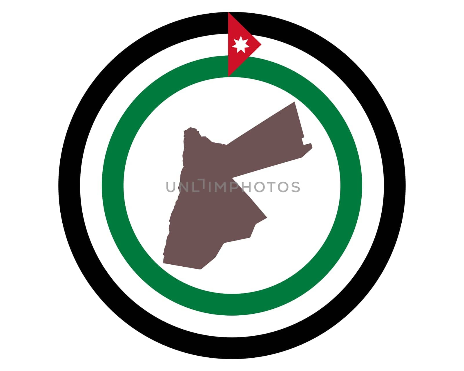 Landkarte von Jordanien auf Hintergrund mit Fahne