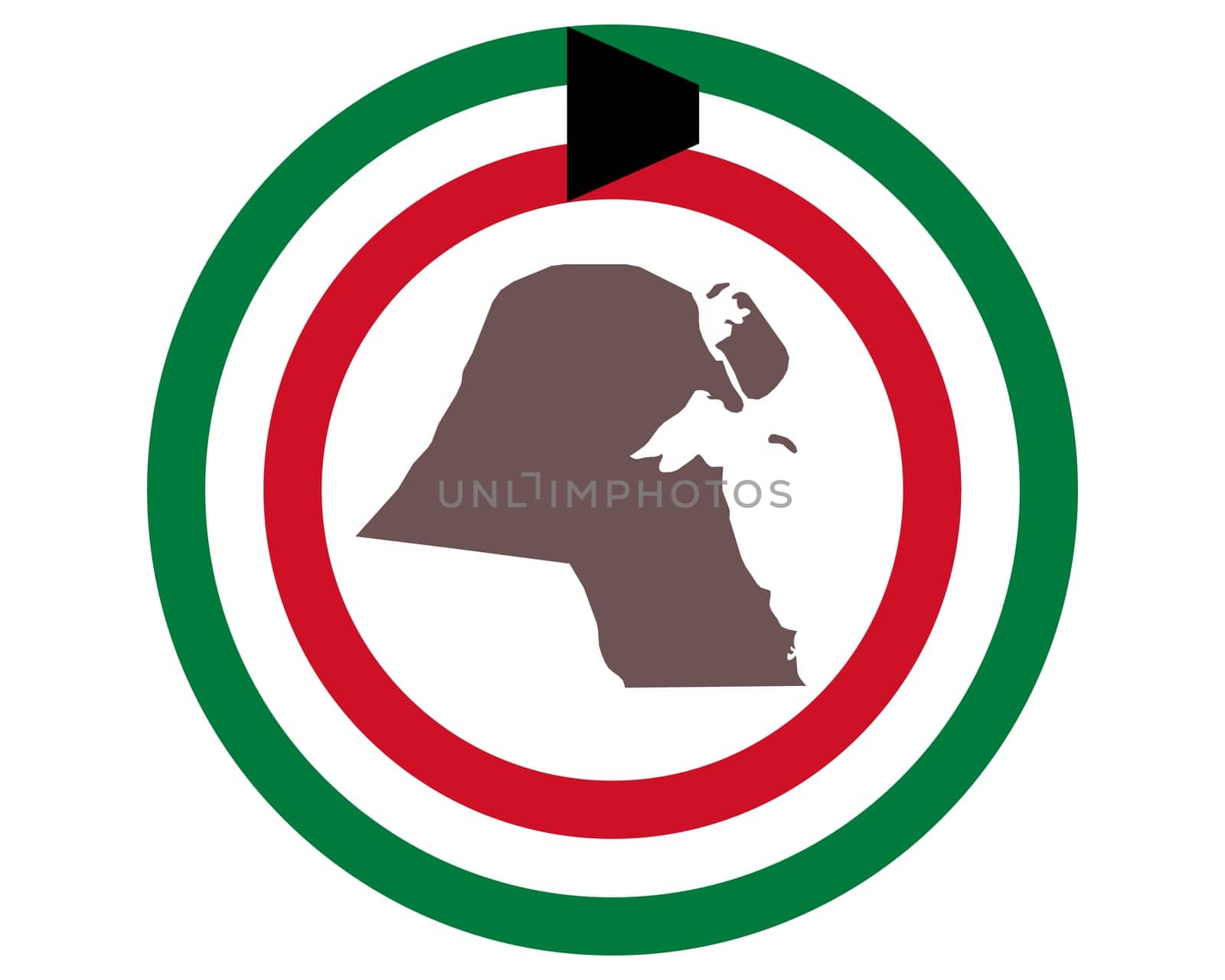 Landkarte von Kuwait auf Hintergrund mit Fahne