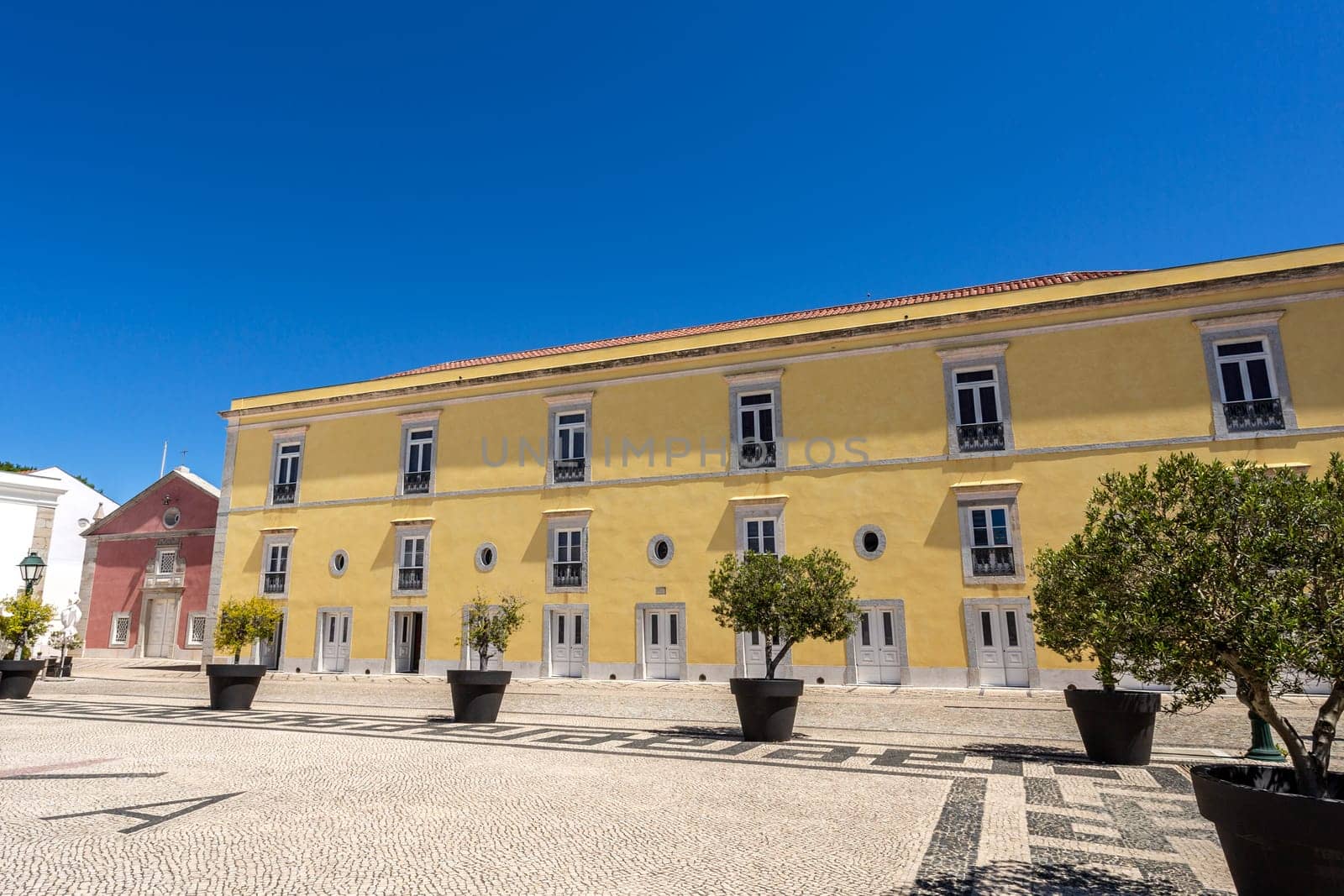 View of the official summer residence of the Portuguese president facing the square inside the Citadel of Cascais, Portugal