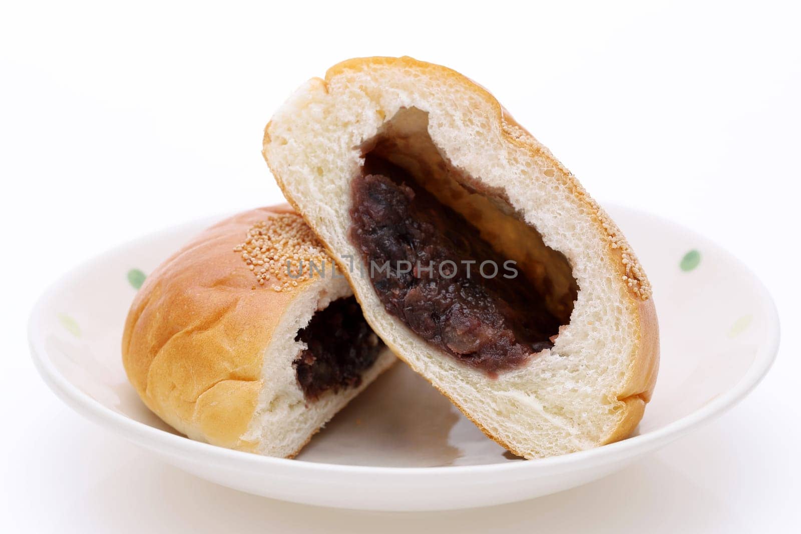 japanese red bean bread on white background, Anpan