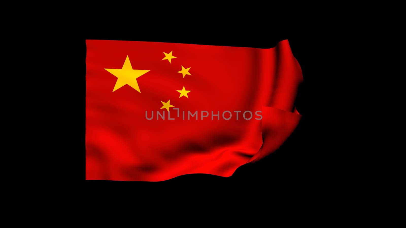 The 3d rendering of flag of the china waving in the wind